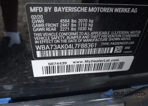 2020 BMW 228I Gran Coupe xDrive from USA, damaged, VIN WBA73AK04L7F88361